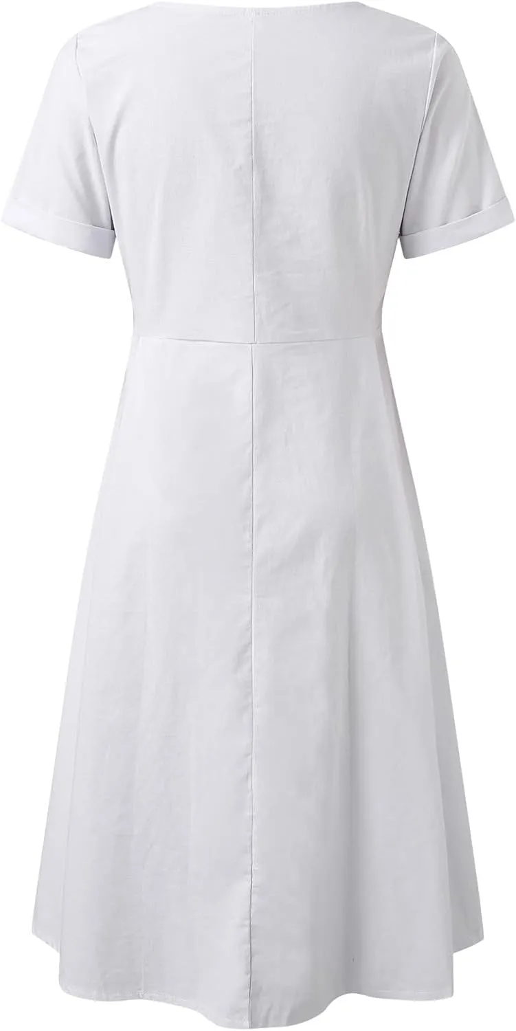 2025 Flower Tee Shirt Dresses for Women Short Sleeve Summer Casual Sun Dresses Trendy V-Neck T Shirt Dress Beach