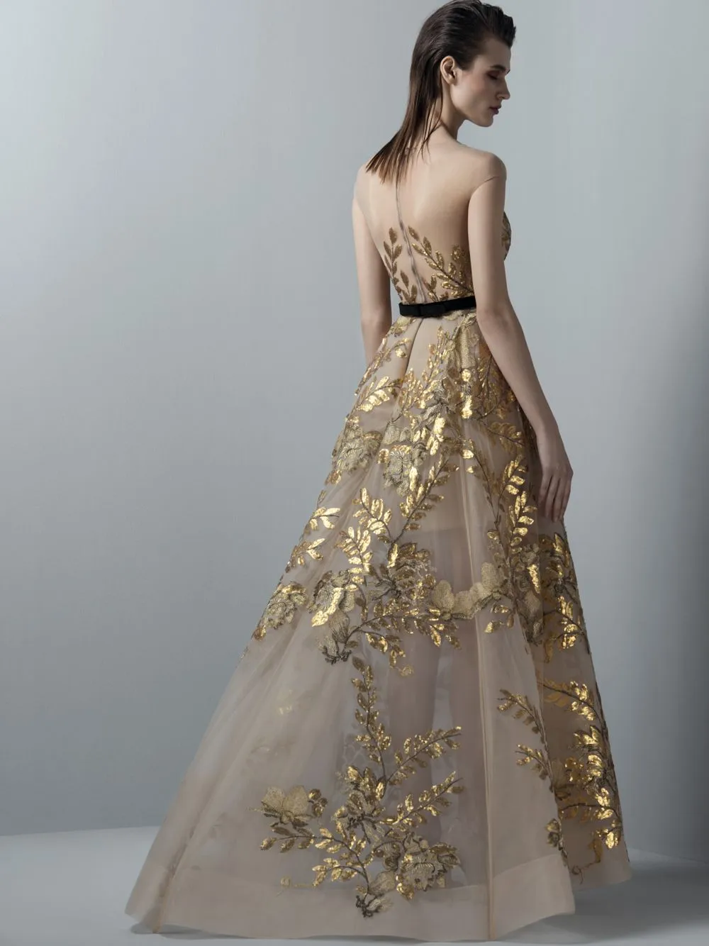A-Line Dress With Gold Applique