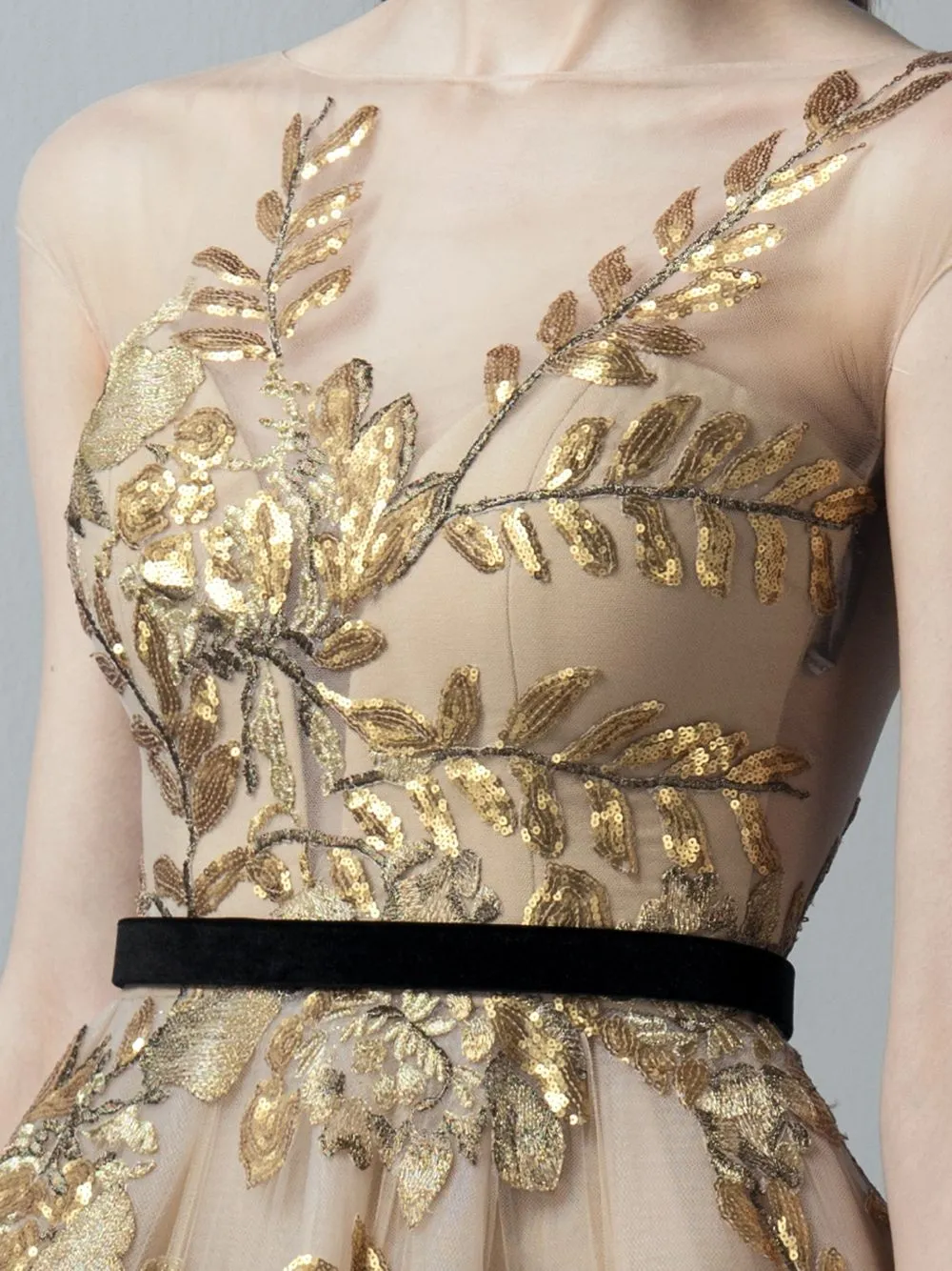 A-Line Dress With Gold Applique