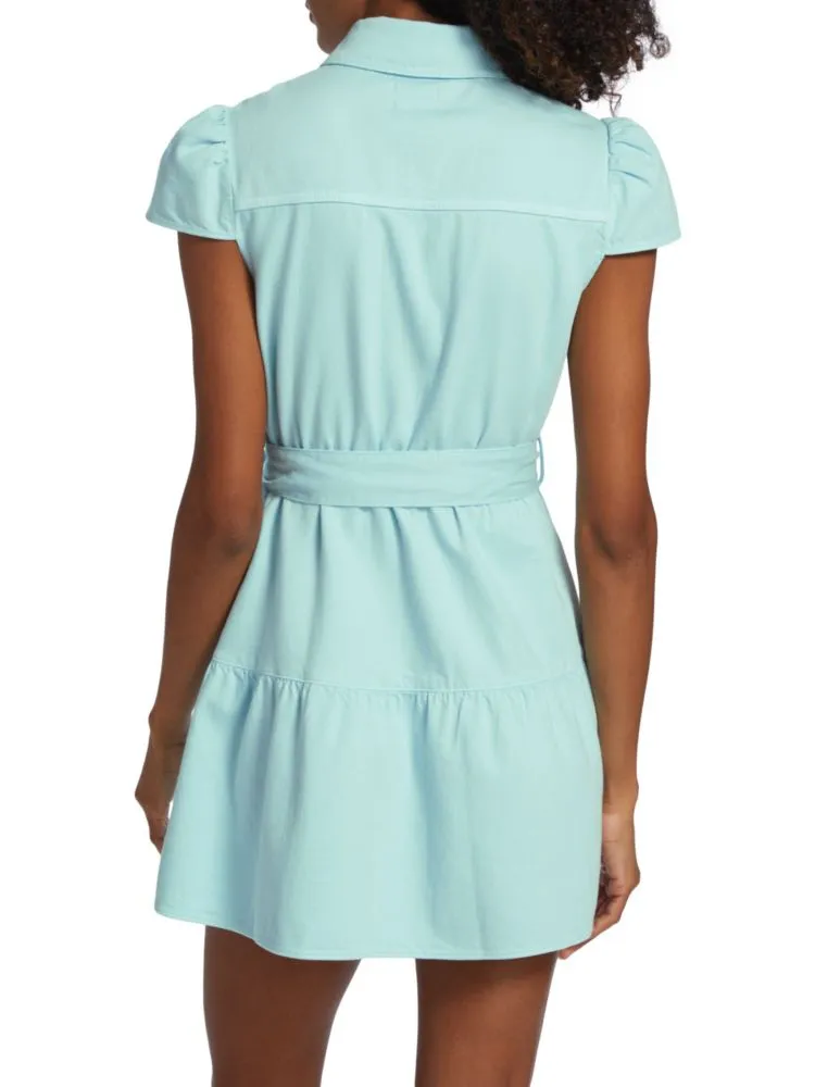 Alice   Olivia Miranda Belted Denim Shirtdress Mini in Petal
