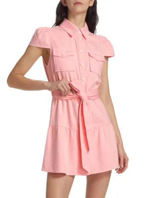 Alice   Olivia Miranda Belted Denim Shirtdress Mini in Petal