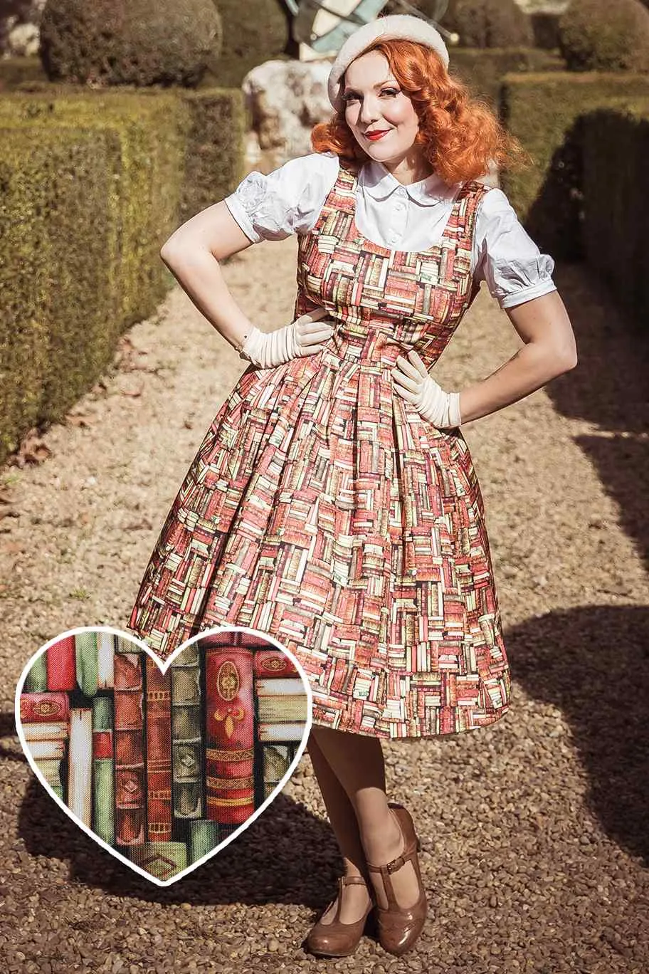 Amanda Book Print Tea Dress