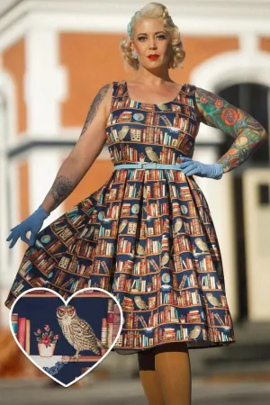 Amanda Library Book & Owl Print Swing Dress