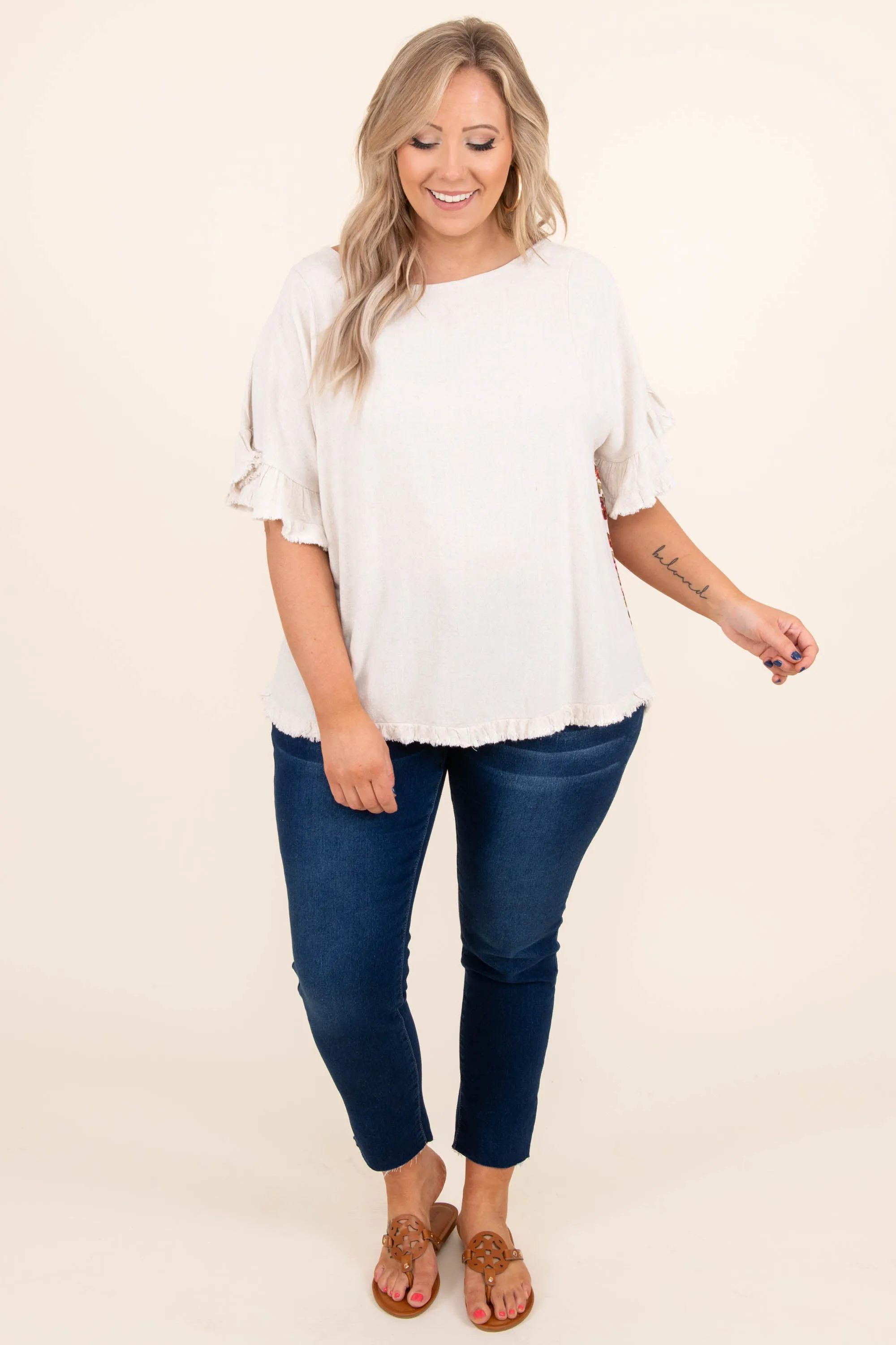 Away On Vacay Top, Oatmeal