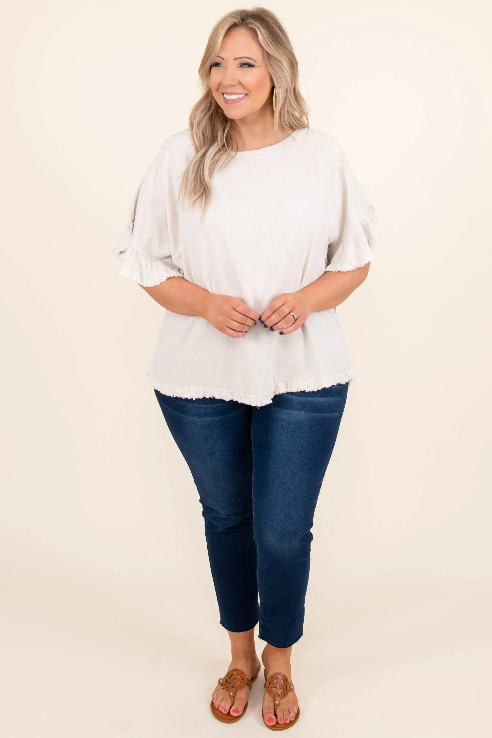 Away On Vacay Top, Oatmeal