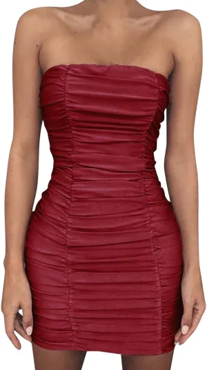 Beach Dresses for Women,2025 Summer Strapless Homecoming Sundress Satin a Line Short Prom Dresses with Pockets