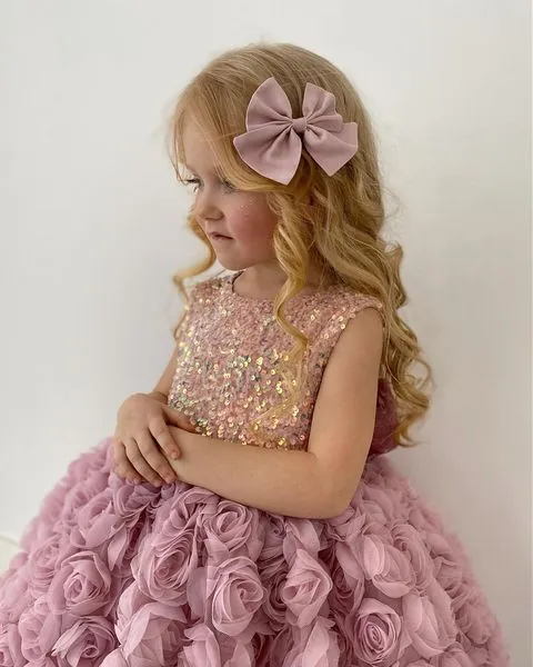 Beautiful A-line Tulle Lace Sequin Flower Girl Dresses, FGS0033