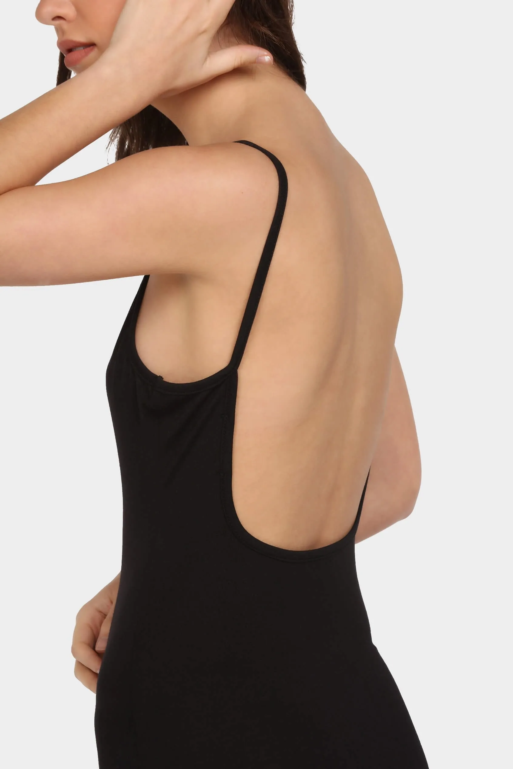 Black Scoop Back Bodycon Midi Dress