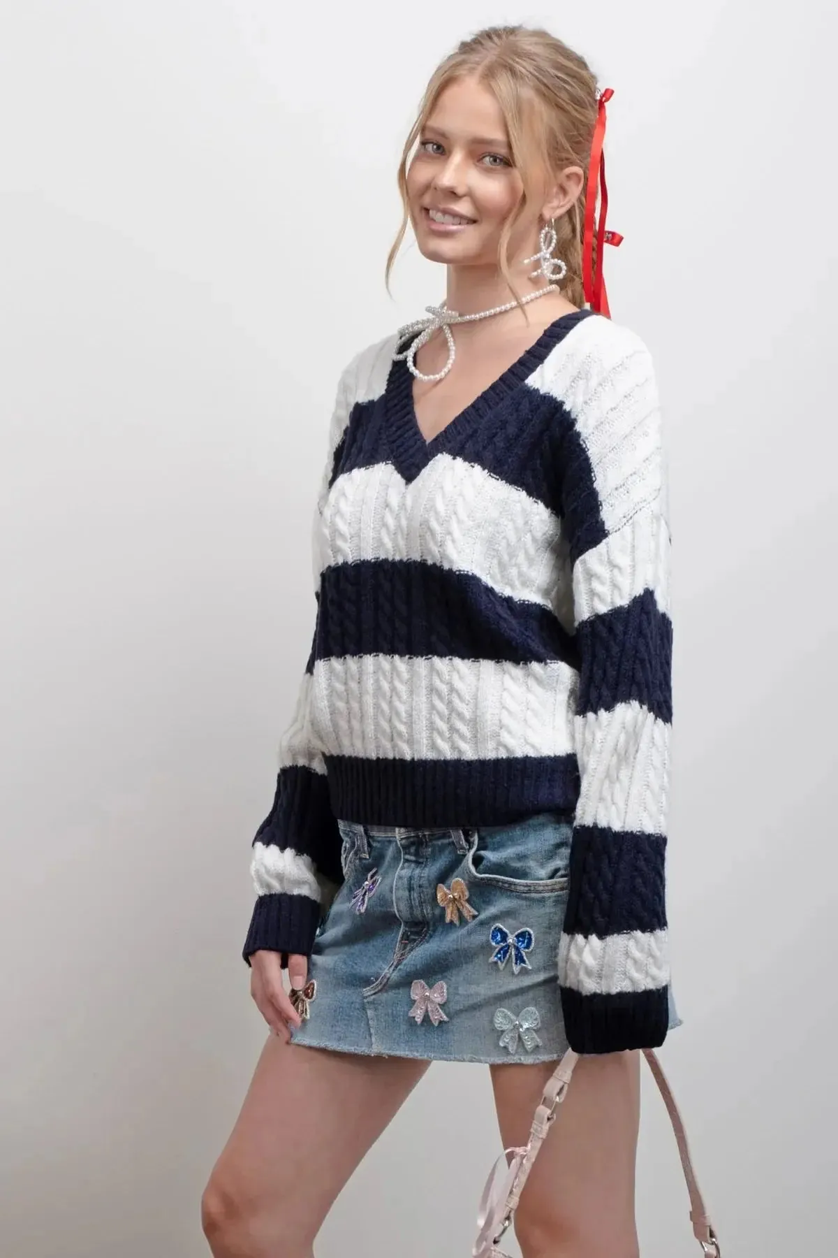 Blu Pepper By The Sea Sweater  Cozy Coastal Charm