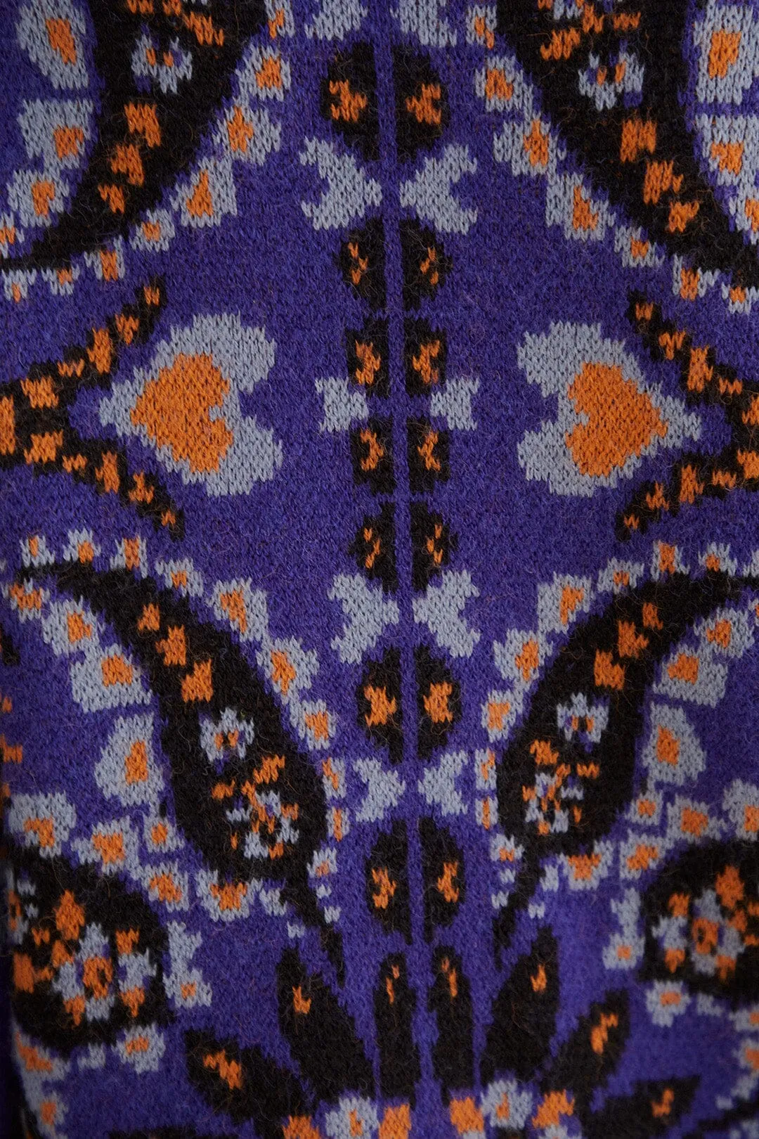 Blue Martina Scarf Sequin Embroidered Knit Cardigan