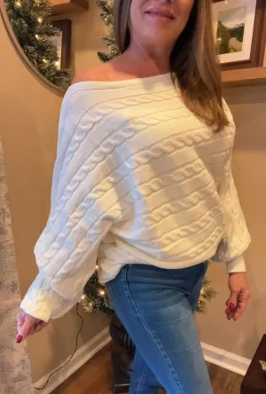 Cable Knit Boat Neck Sweater