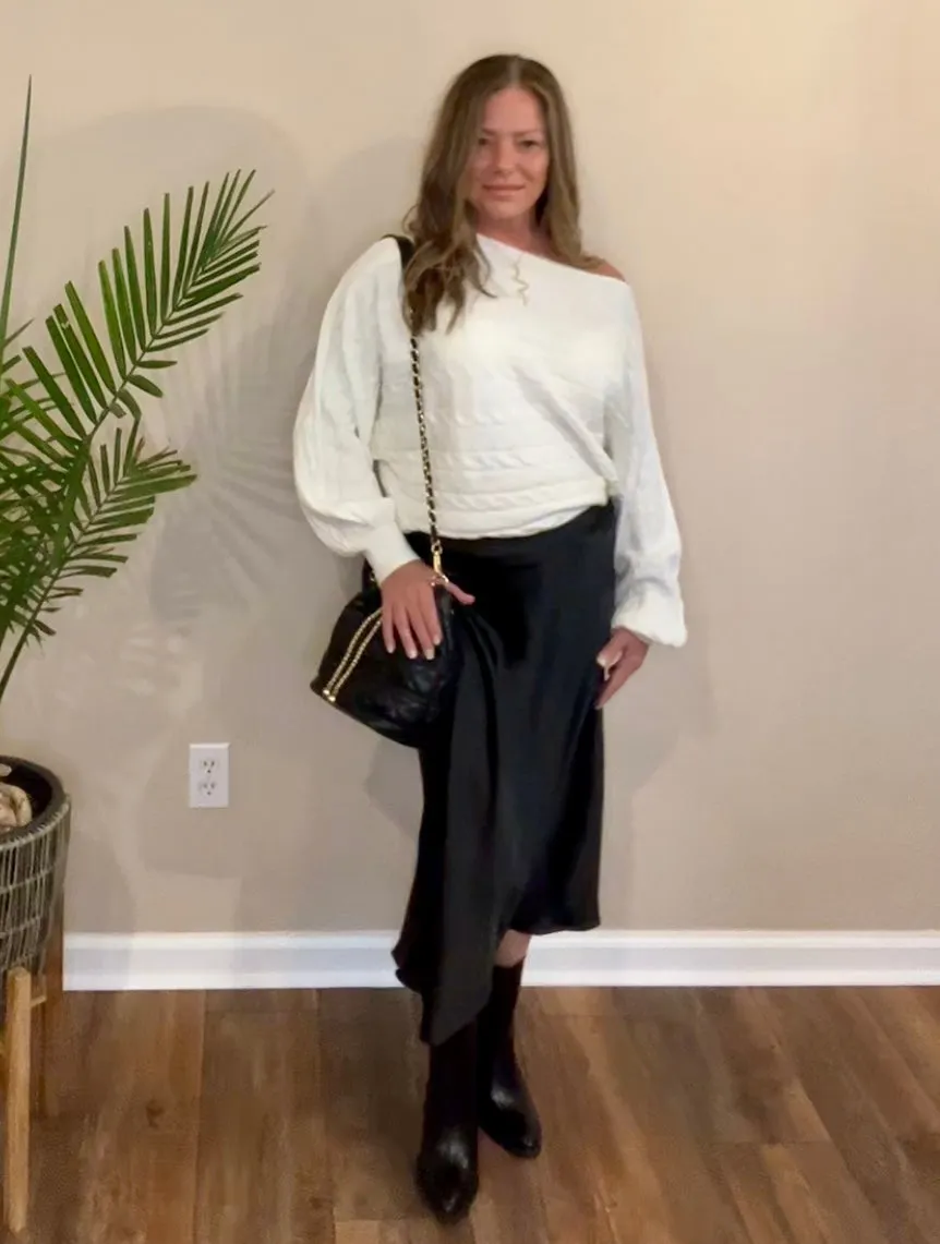 Cable Knit Boat Neck Sweater
