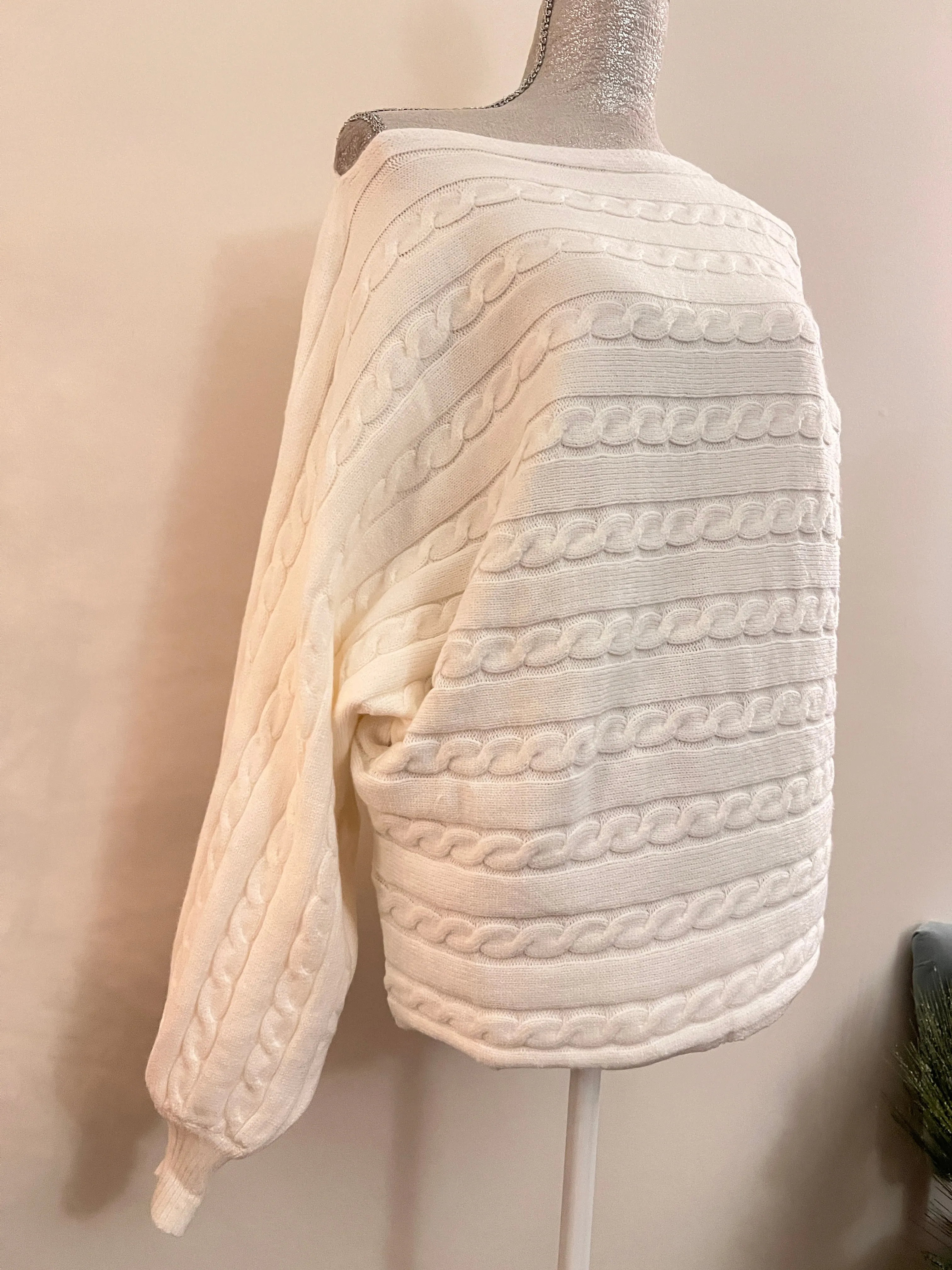 Cable Knit Boat Neck Sweater
