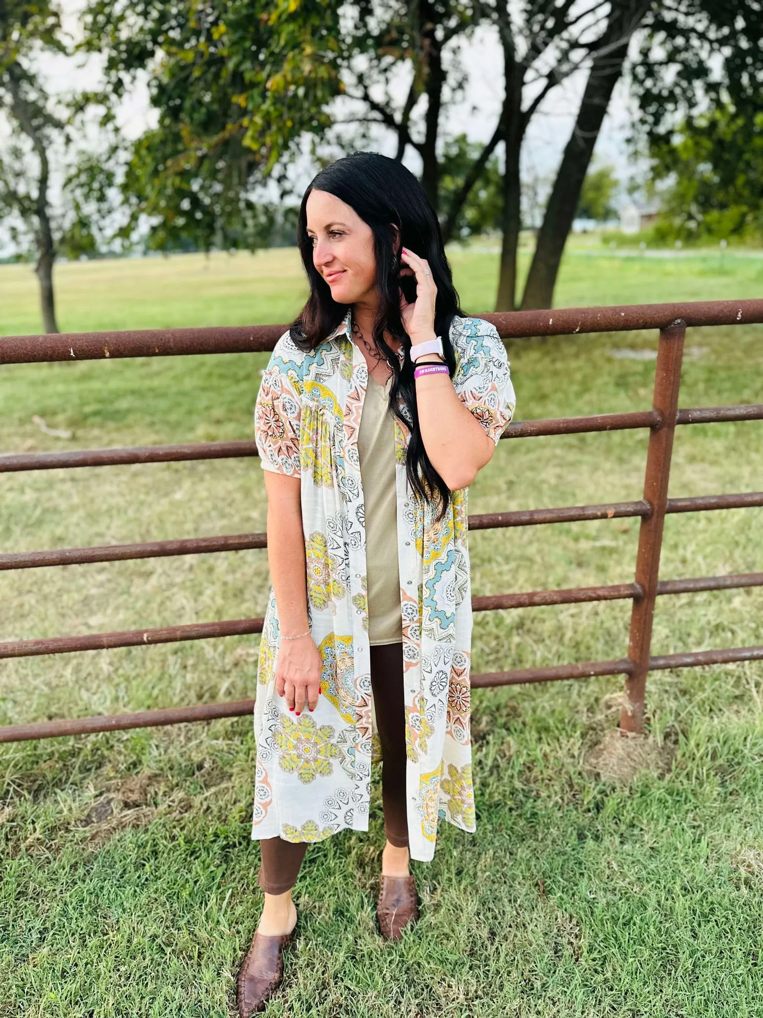 Cali Snap Front Boho Print Dress