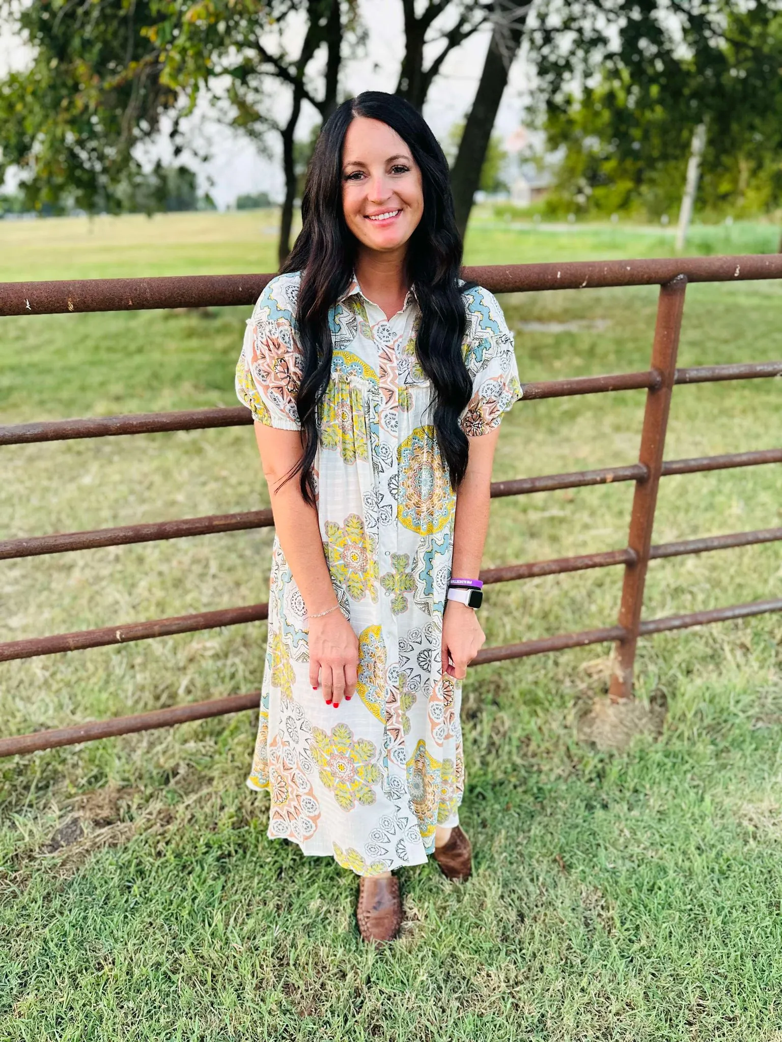 Cali Snap Front Boho Print Dress