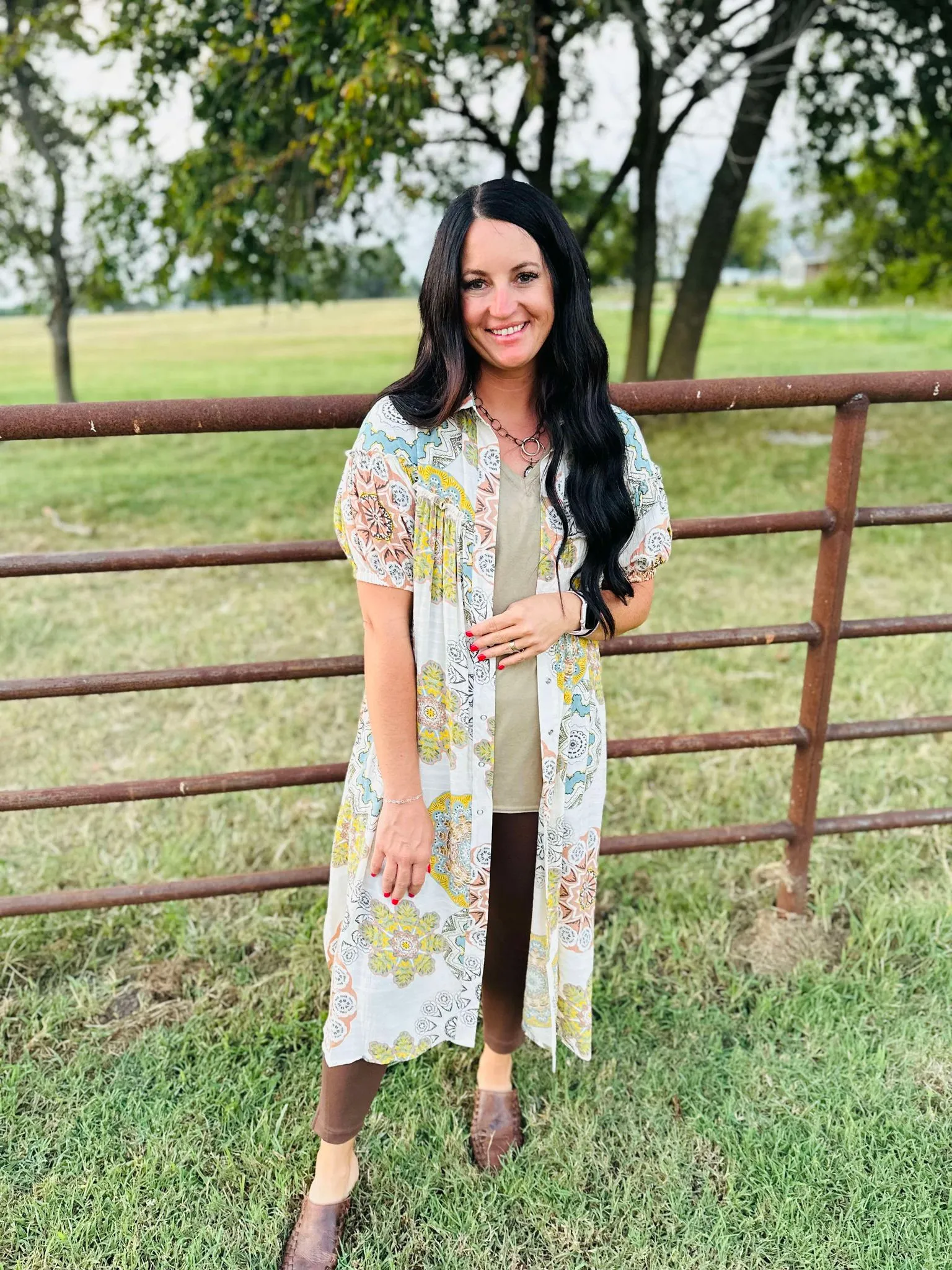 Cali Snap Front Boho Print Dress