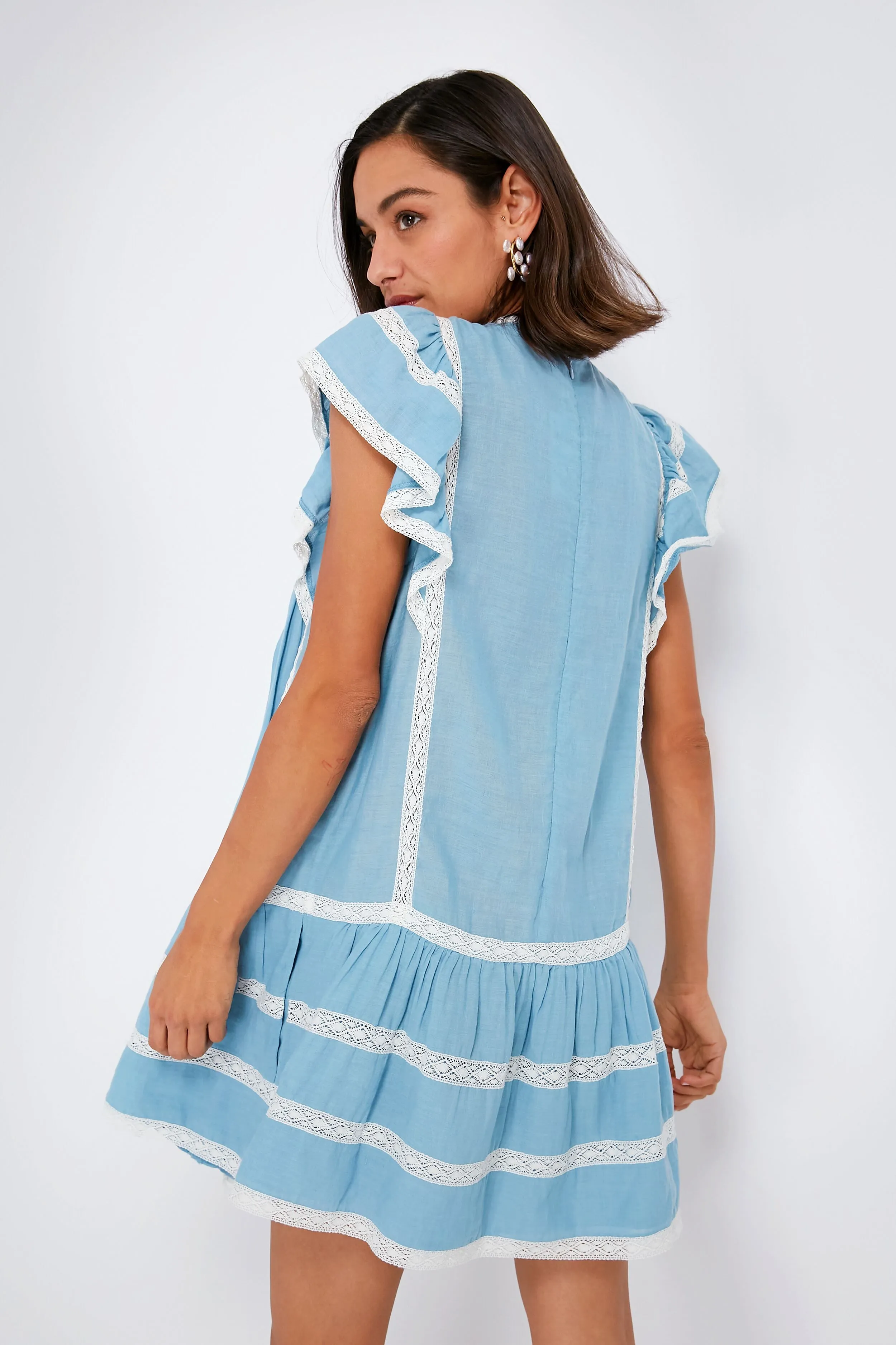 Chambray Kyla Embroidery Sleeveless Dress