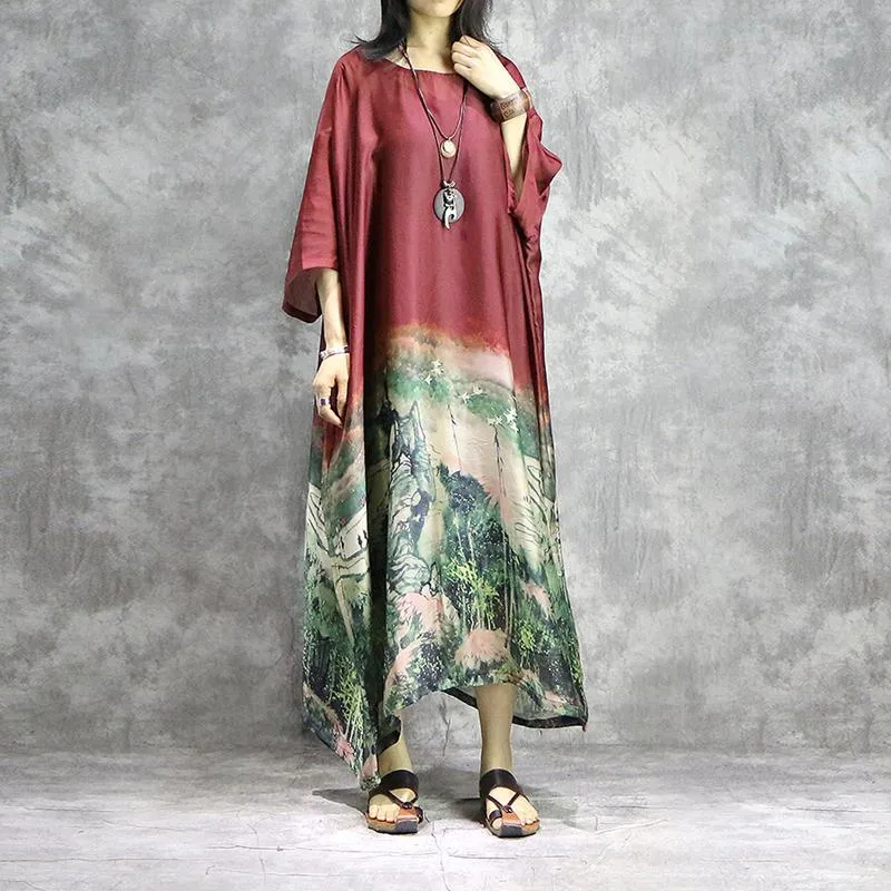 Chinese Landscape Gradient Midi Dress | Nirvana