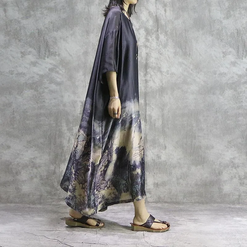Chinese Landscape Gradient Midi Dress | Nirvana