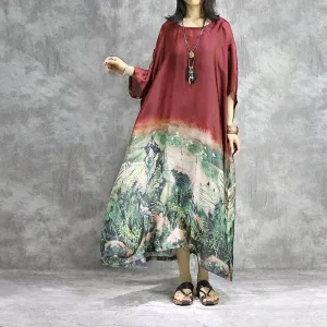 Chinese Landscape Gradient Midi Dress | Nirvana