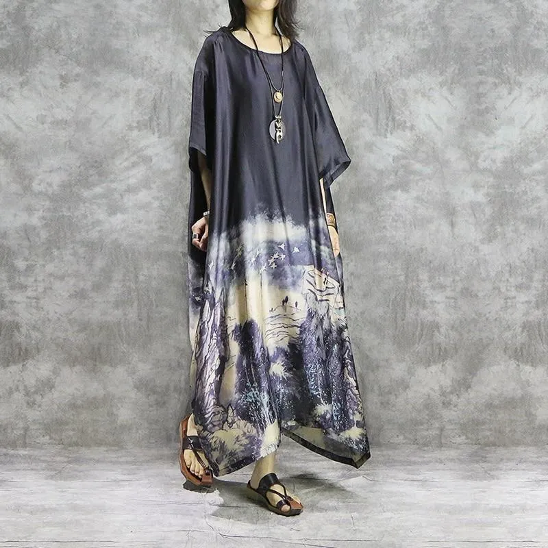 Chinese Landscape Gradient Midi Dress | Nirvana