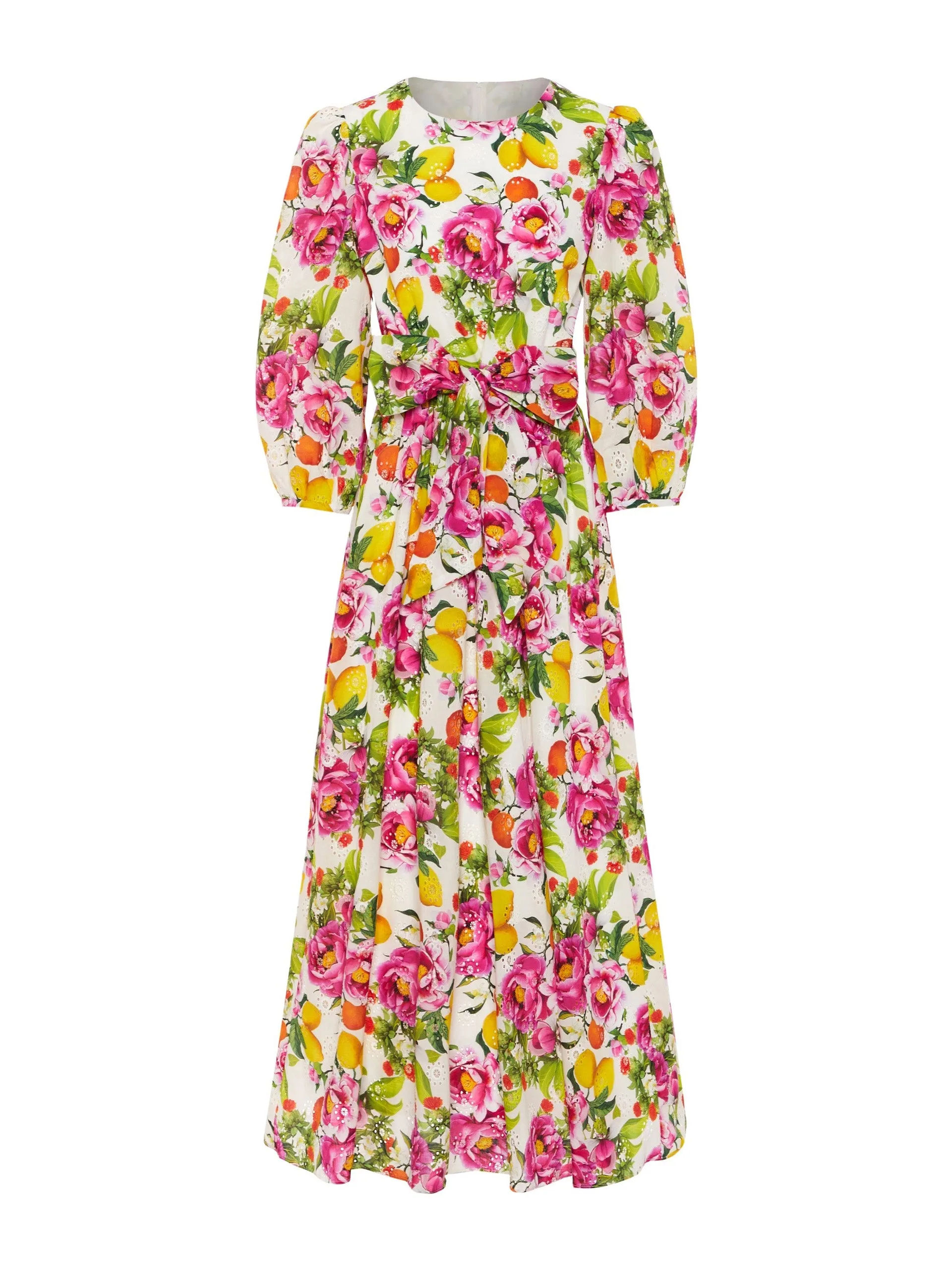 Constance broderie anglaise midi dress, peonia pink