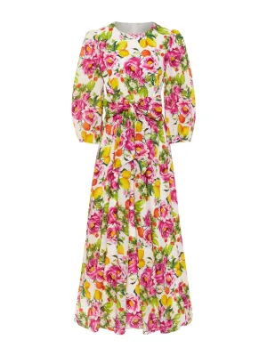 Constance broderie anglaise midi dress, peonia pink