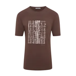 Corneliani Rectangle Print Short Sleeve T-shirt (Brown)