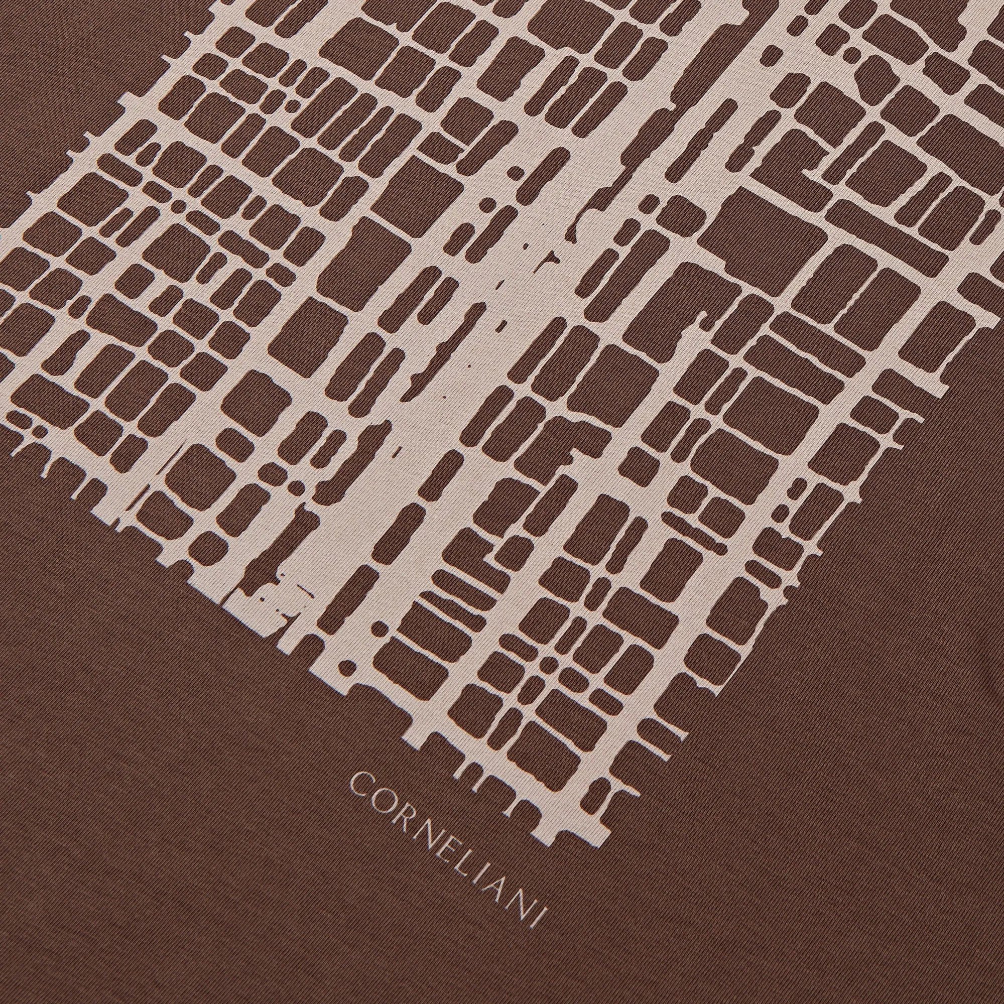Corneliani Rectangle Print Short Sleeve T-shirt (Brown)