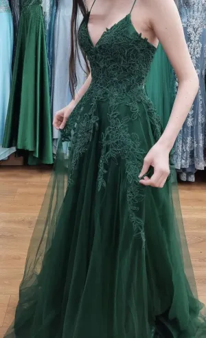Cute tulle long A line prom dress evening dress SH351