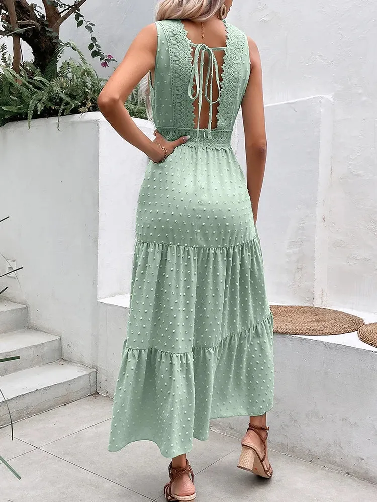 DressBetty - 2024 Sexy Backless Sleeveless Lace Ruffle Boho Dress