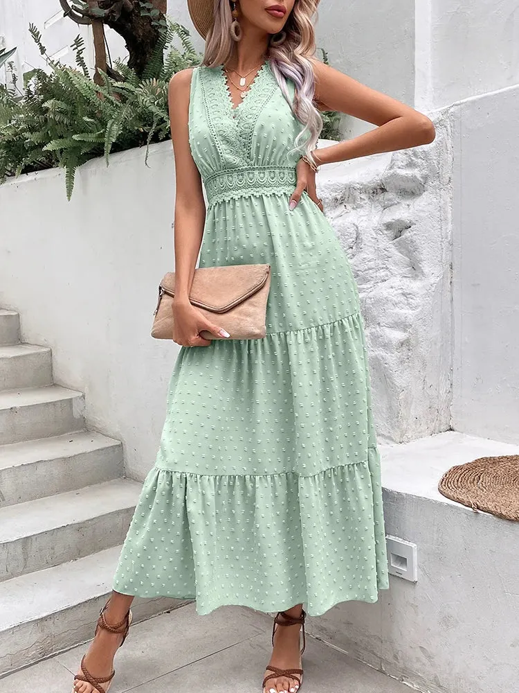 DressBetty - 2024 Sexy Backless Sleeveless Lace Ruffle Boho Dress