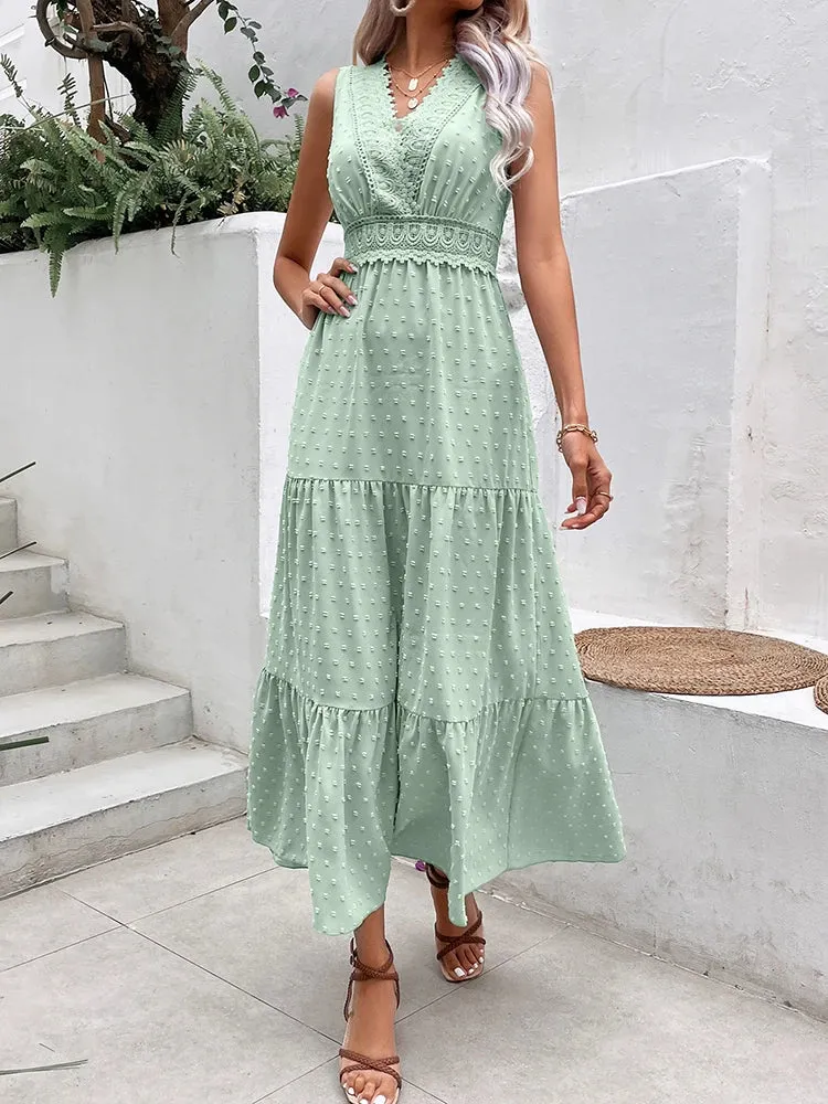 DressBetty - 2024 Sexy Backless Sleeveless Lace Ruffle Boho Dress