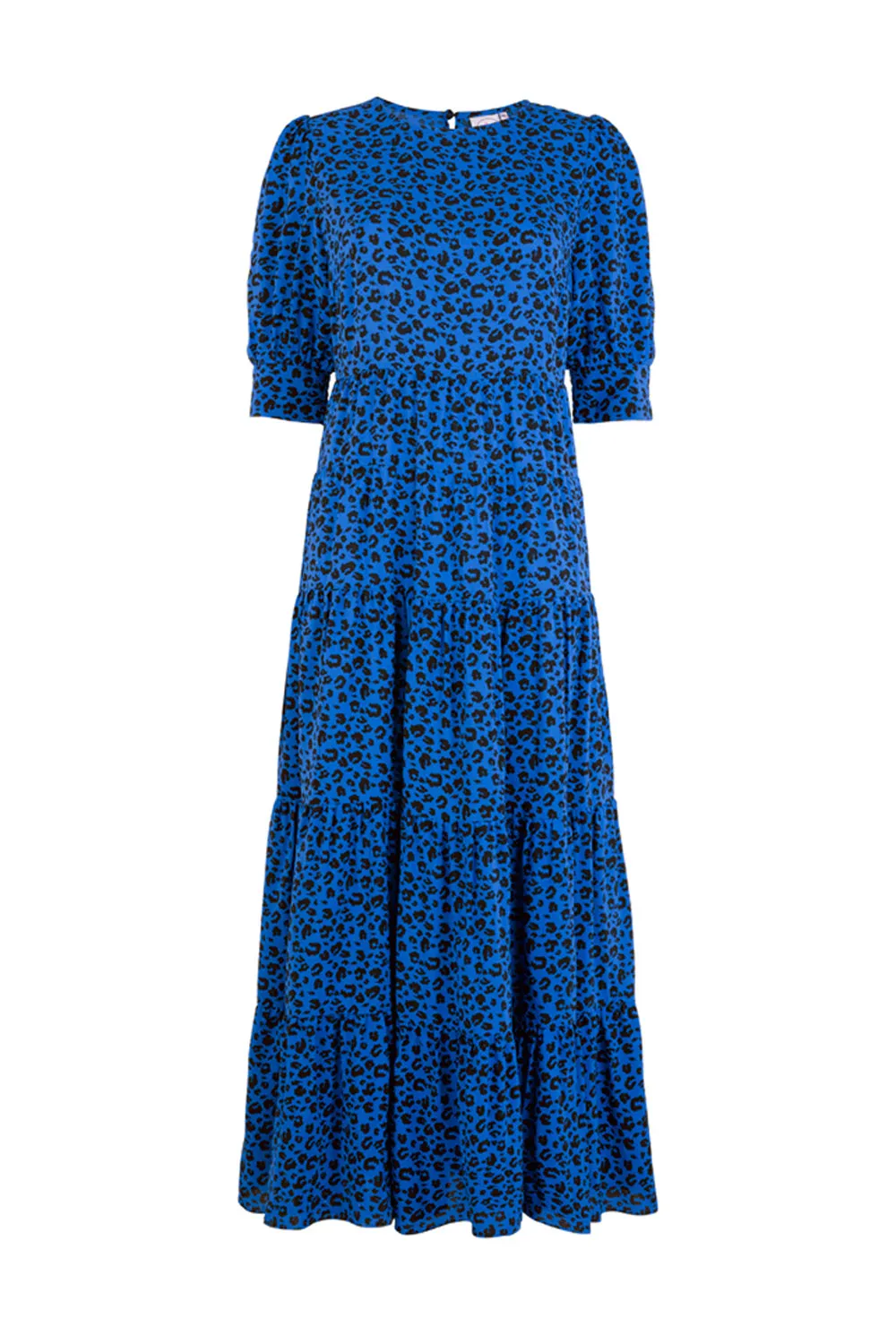 Electric Blue Leopard Tiered Maxi Dress
