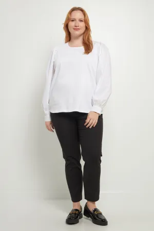 English Factory - Mixed Media Puff Long Sleeve Top