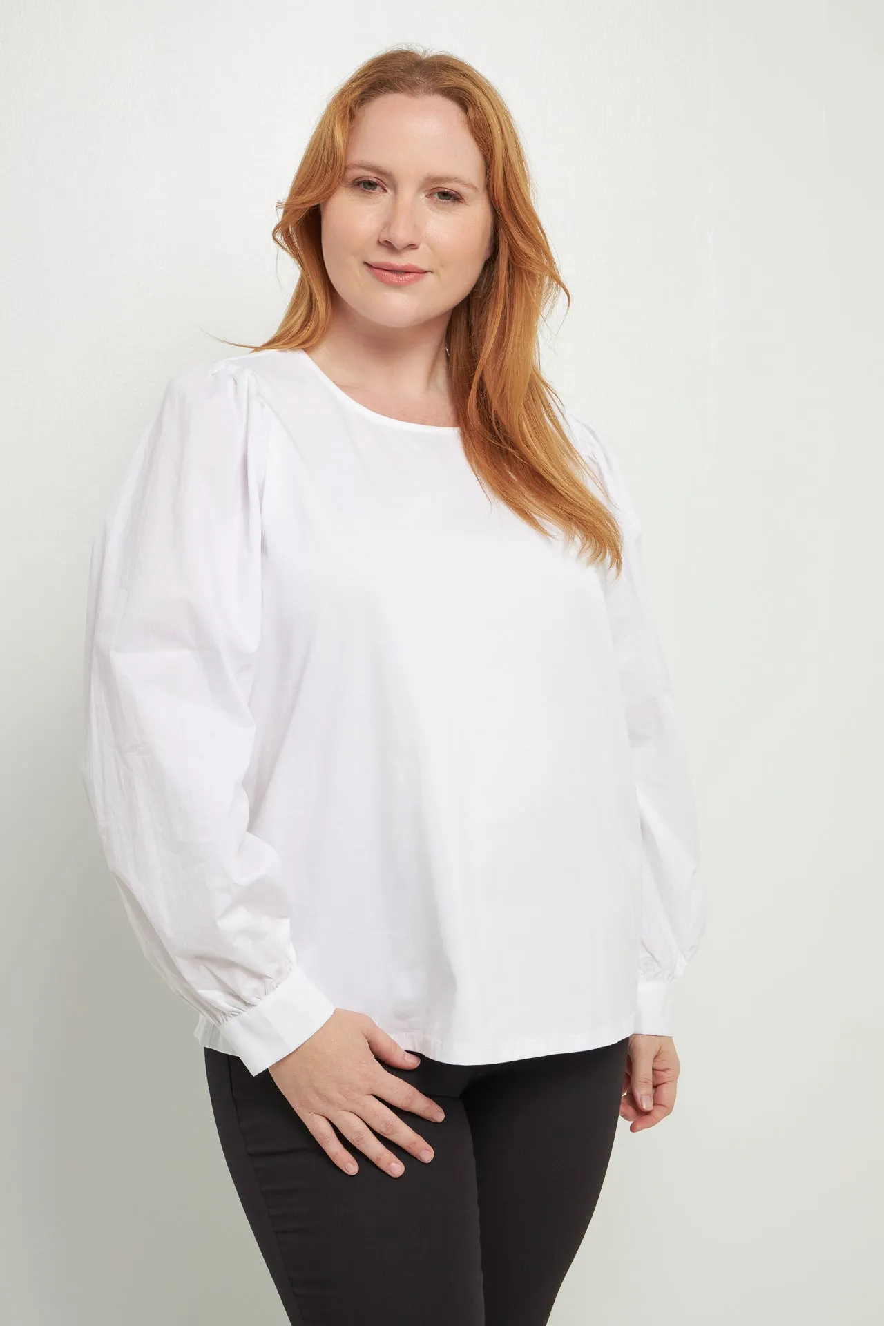 English Factory - Mixed Media Puff Long Sleeve Top
