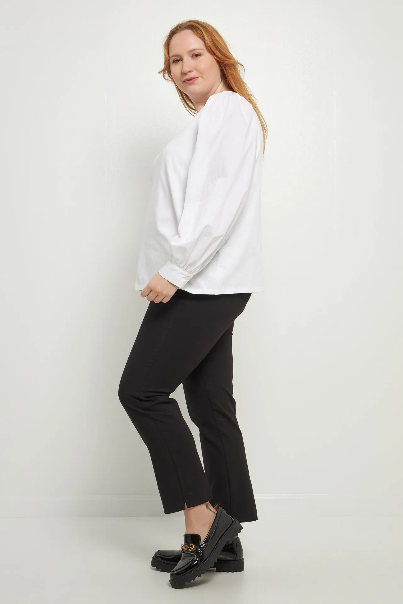 English Factory - Mixed Media Puff Long Sleeve Top