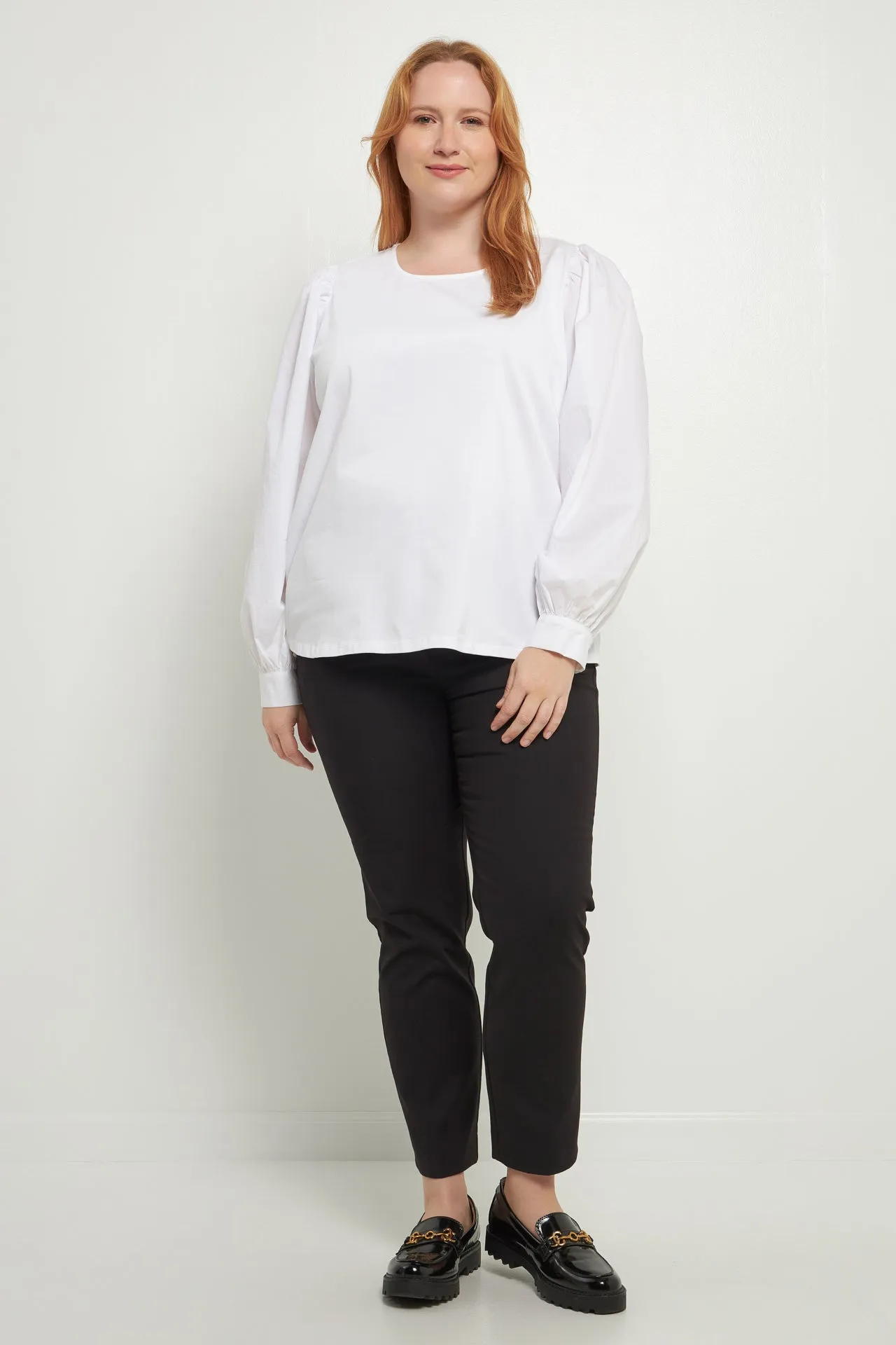 English Factory - Mixed Media Puff Long Sleeve Top
