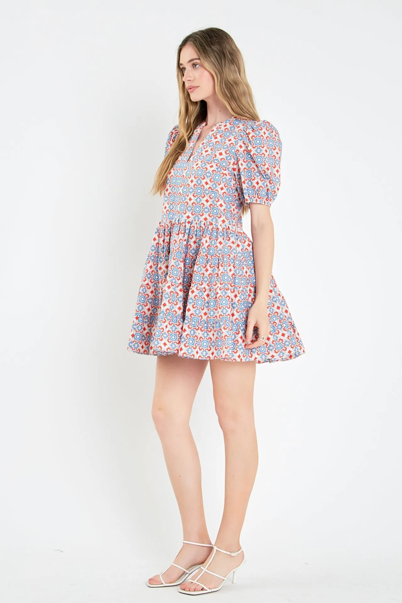 English Factory - Print Puff Sleeve Mini Dress