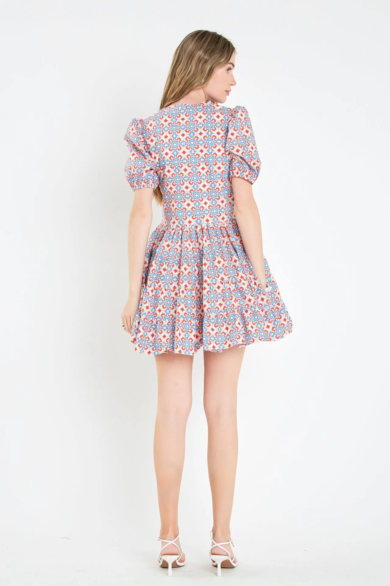English Factory - Print Puff Sleeve Mini Dress