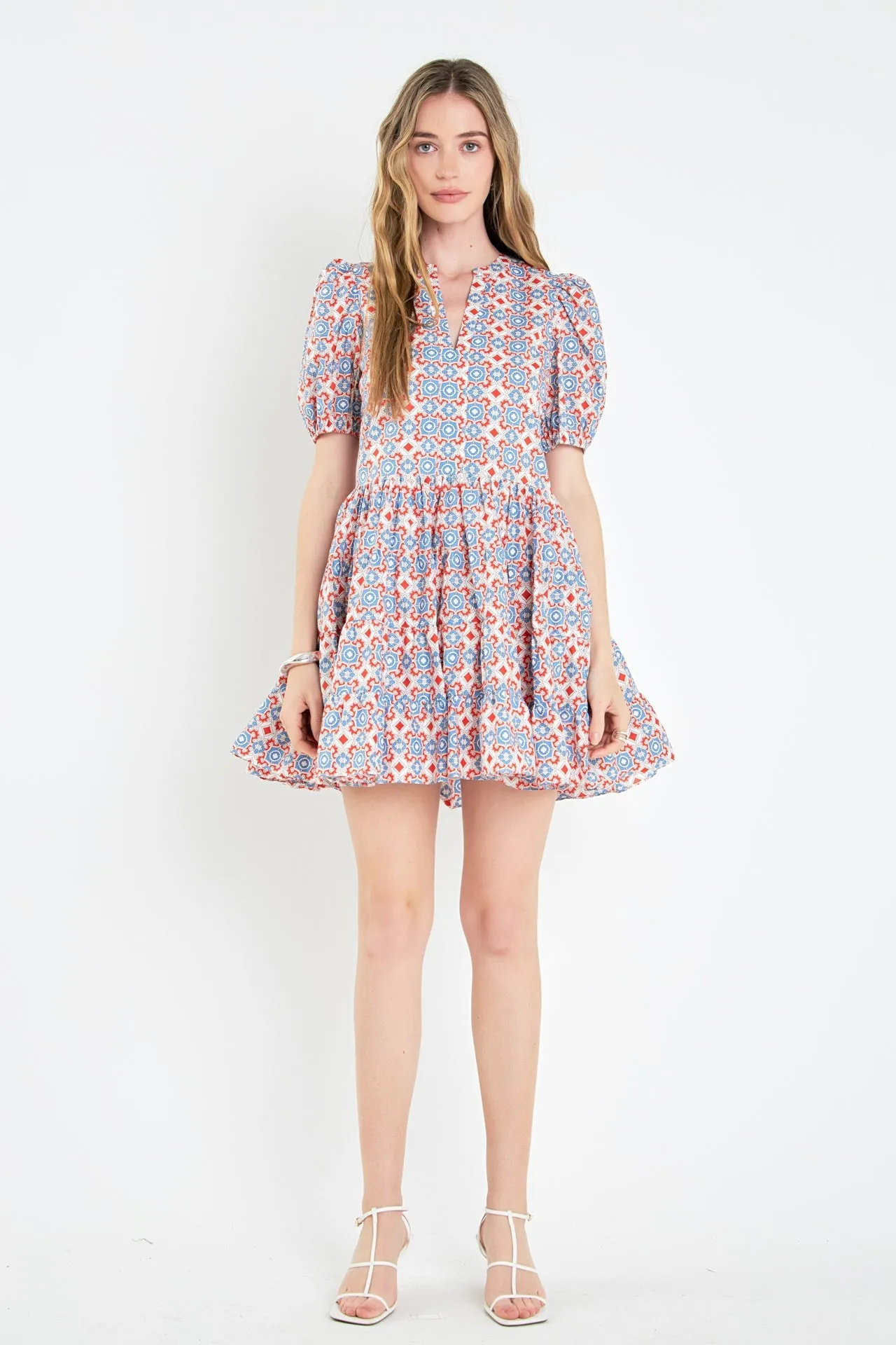 English Factory - Print Puff Sleeve Mini Dress