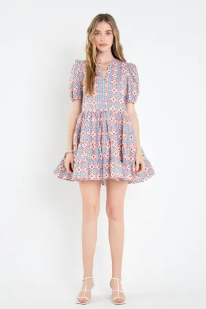 English Factory - Print Puff Sleeve Mini Dress