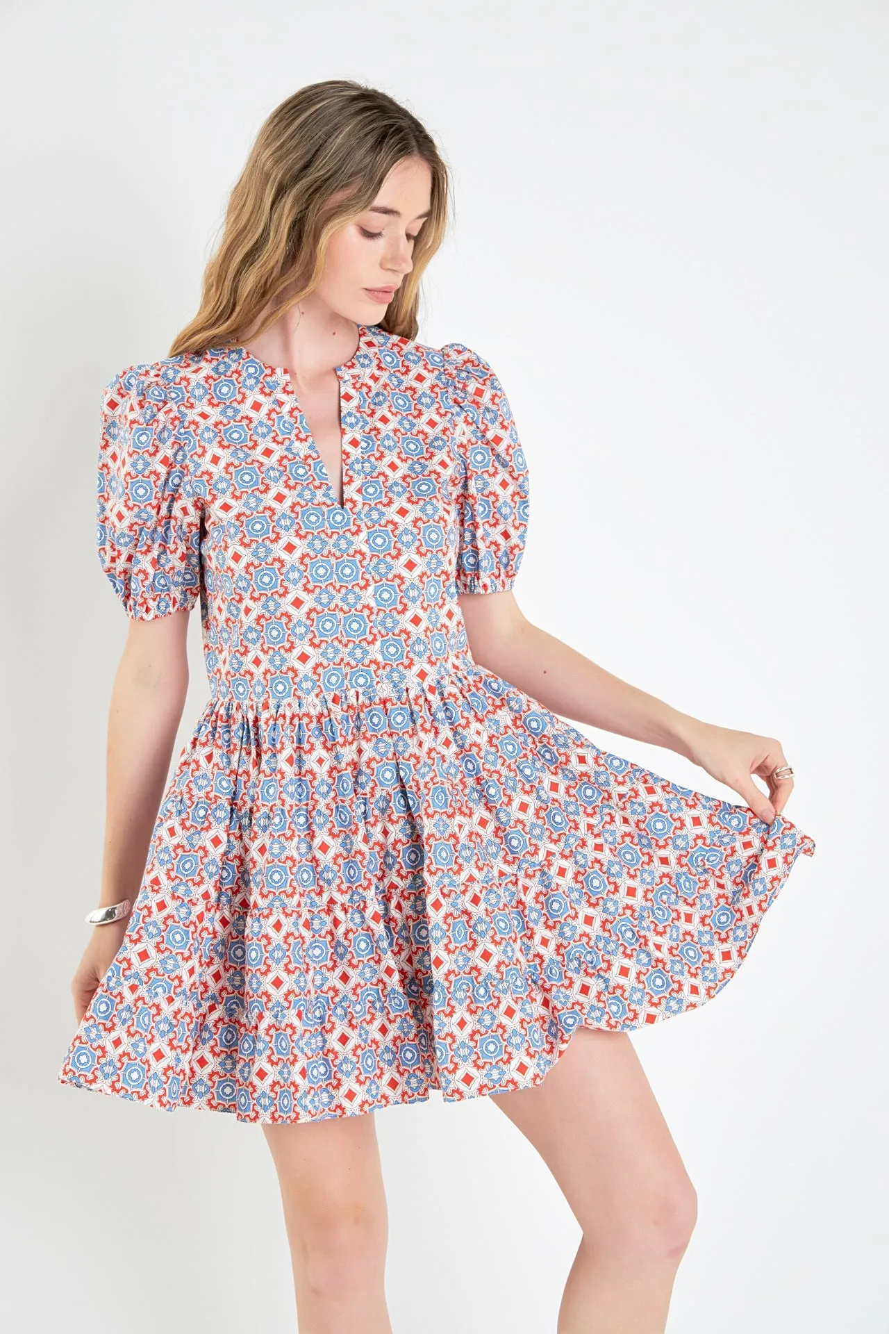 English Factory - Print Puff Sleeve Mini Dress