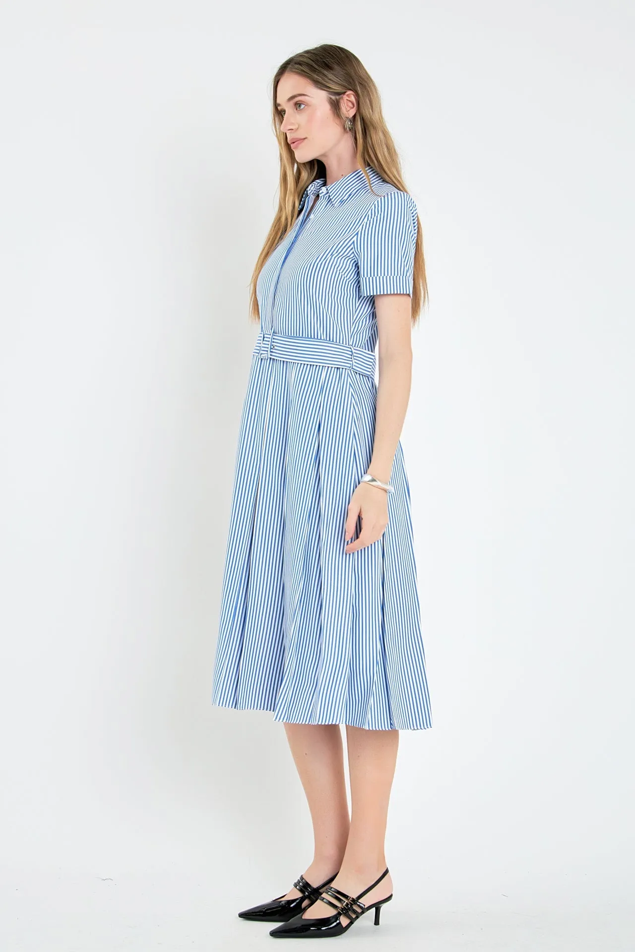 English Factory - Striped Belted Midi Dress