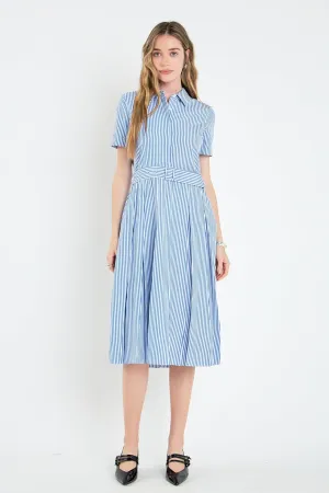 English Factory - Striped Belted Midi Dress