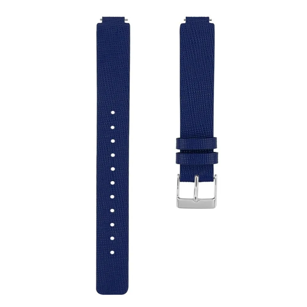 Fitbit Inspire / Inspire HR square pattern genuine leather watch strap - Blue / Size: L