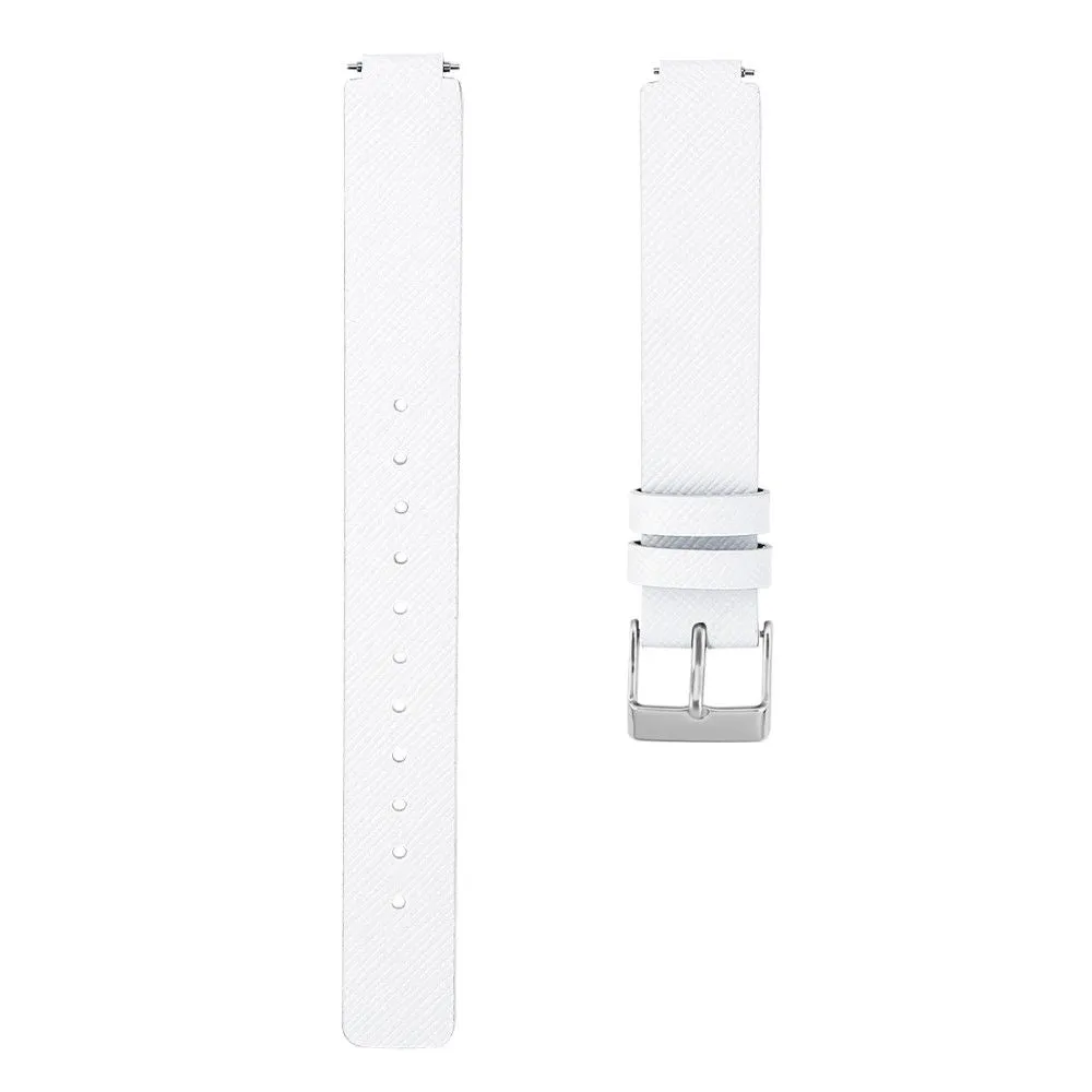 Fitbit Inspire / Inspire HR square pattern genuine leather watch strap - White / Size: L