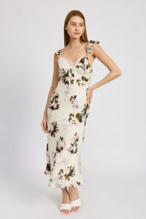 Floral Midi Dress With Lace Detail *Online Only*