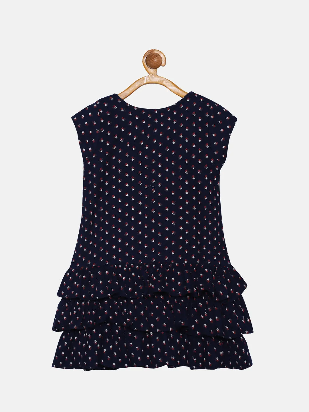 Girls Frill Layered Bottom with Cap Sleeve Dress