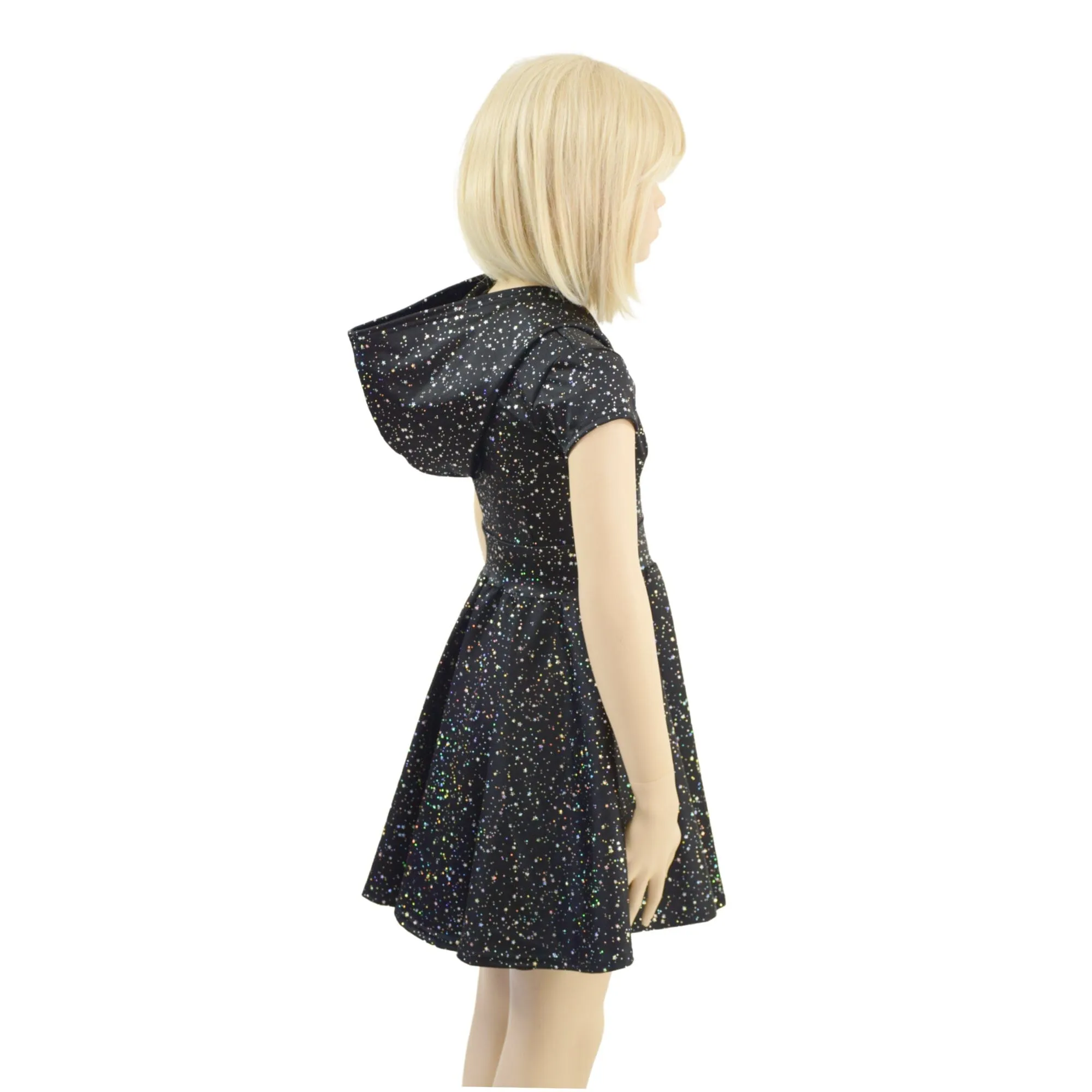 Girls Star Noir Skater Dress with Hood and Zipper